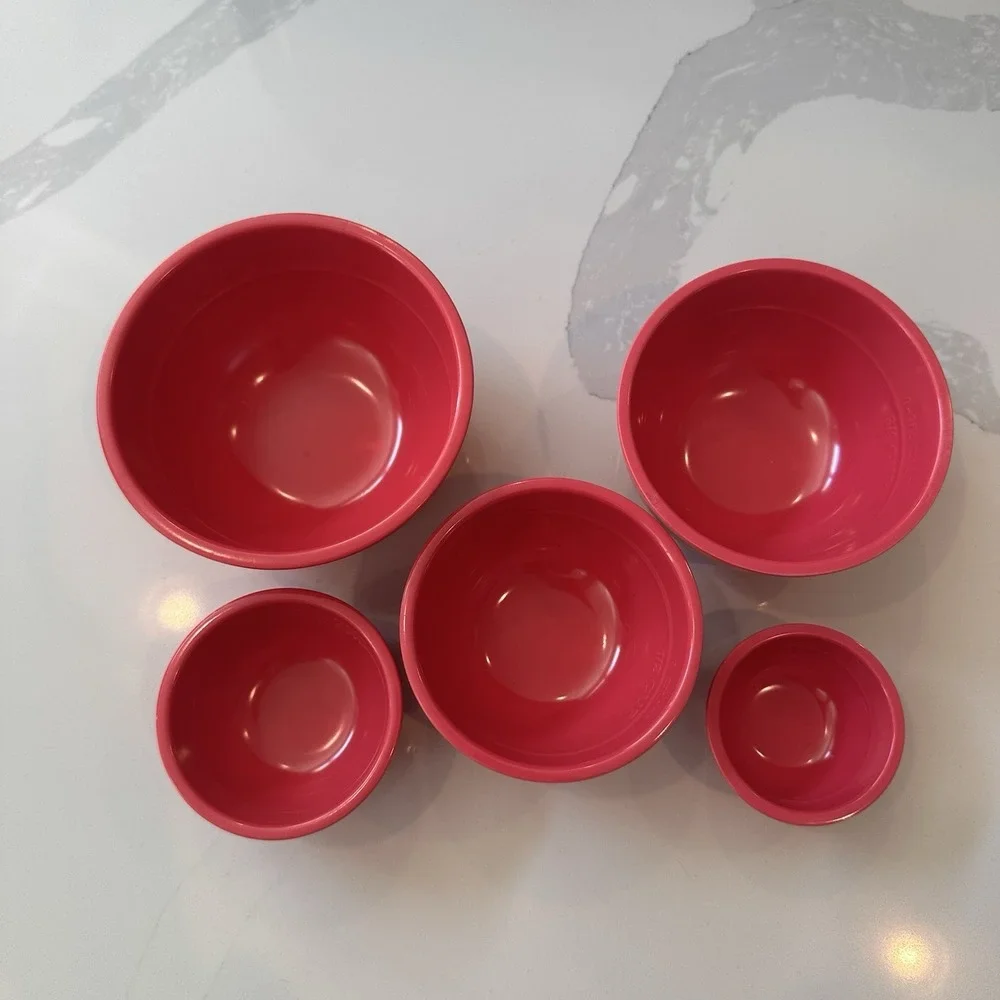 Sur La Table Fuchsia Pink Melamine Nesting Prep Bowls & Measuring Cups Set Of 5